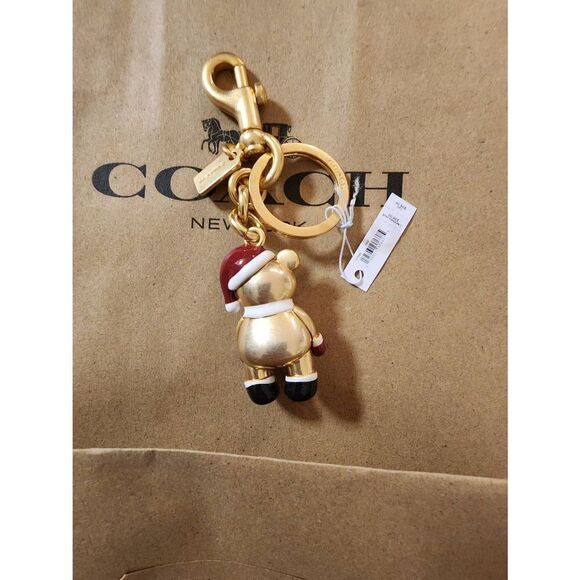 Coach Santa Bear purse charm - Picture 2 of 9